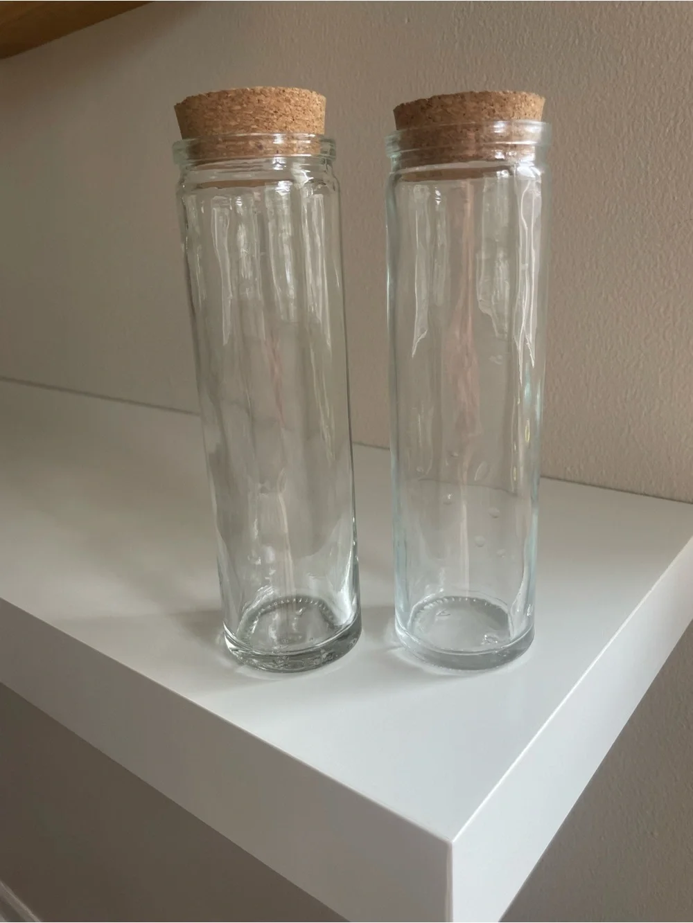 Vintage Clear Glass Apothecary Bottles with Cork Lids - Set of 2